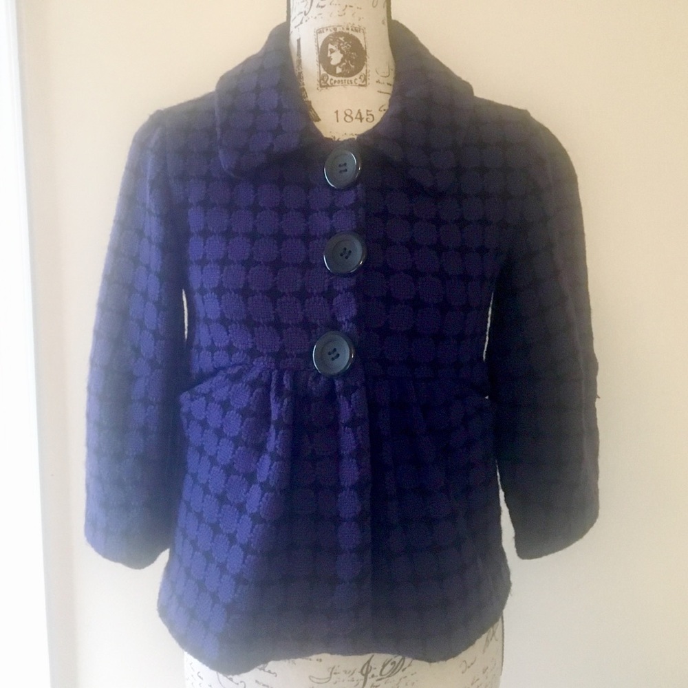 XS Kensie Crop Peplum Wool Jacket EUC SNAP CLOSURE